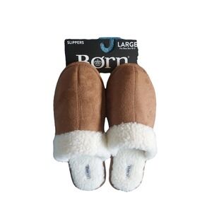 Born Men's Slip On Faux Suede & Sherpa Slippers Fits‎ Shoe Size 10-11